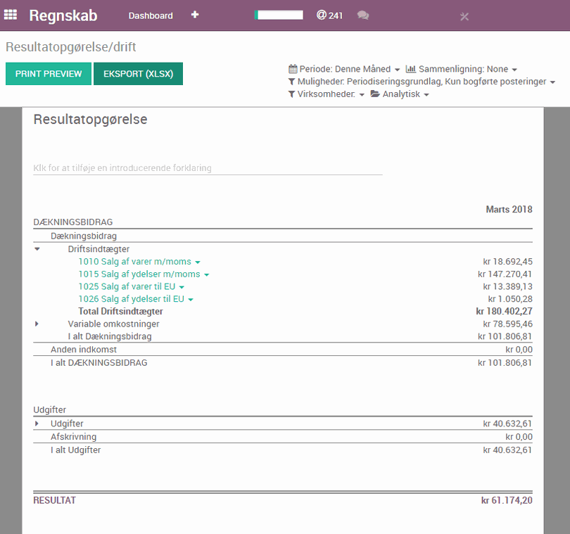 Odoo - dynamiske rapporter Odoo - dynamiske rapporter